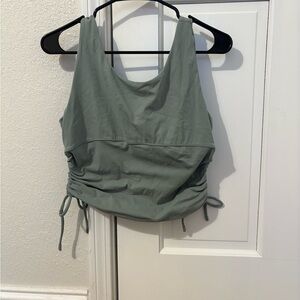 Love Tree Green Ruched Crop Tank Top